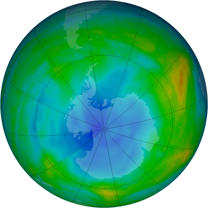 Antarctic ozone map for 16 June 1986
